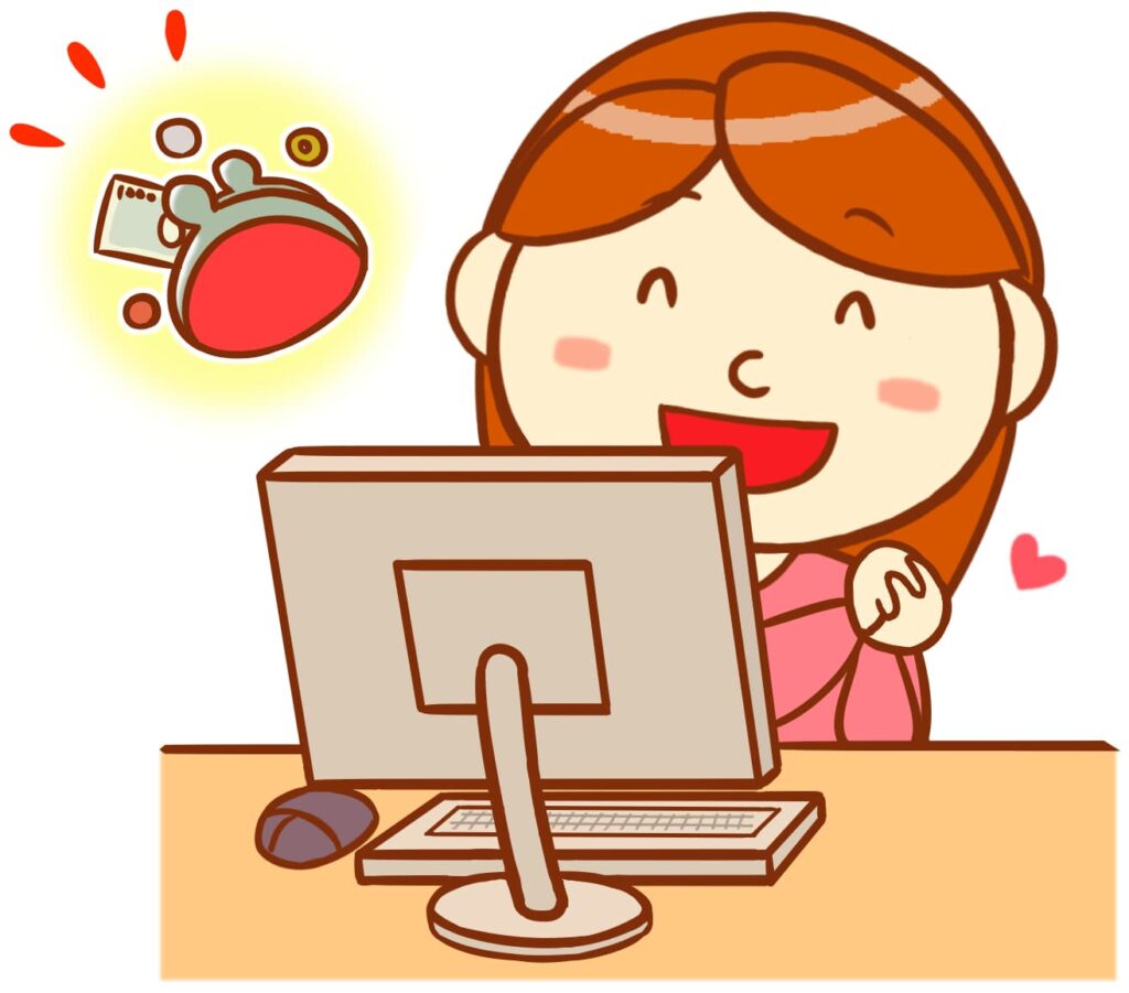 パソコンでお小遣い稼ぎをしている女性