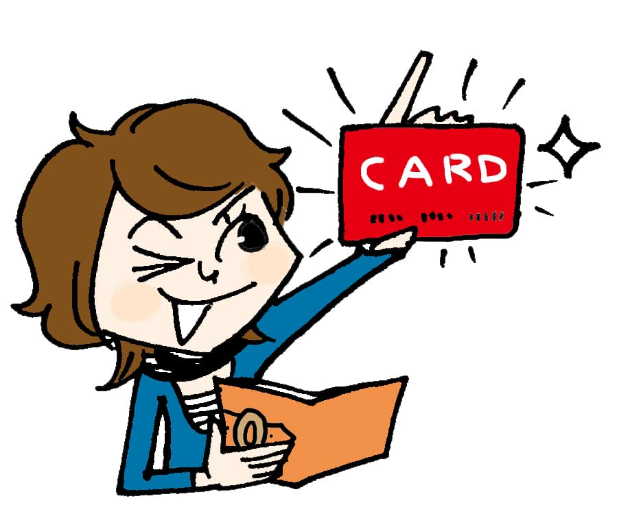 カードを出す女性のイラスト