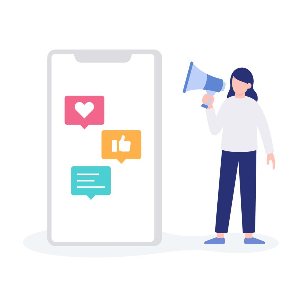 スマホのレビューと女性のイラスト