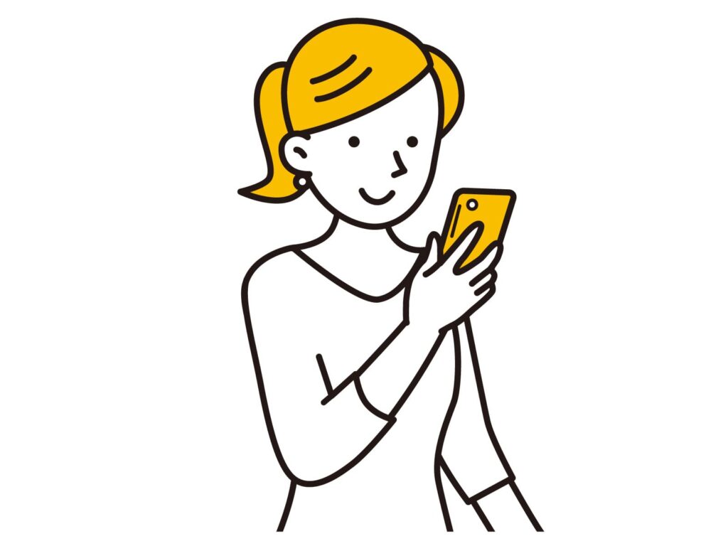 アンケートにスマホで回答するイラスト