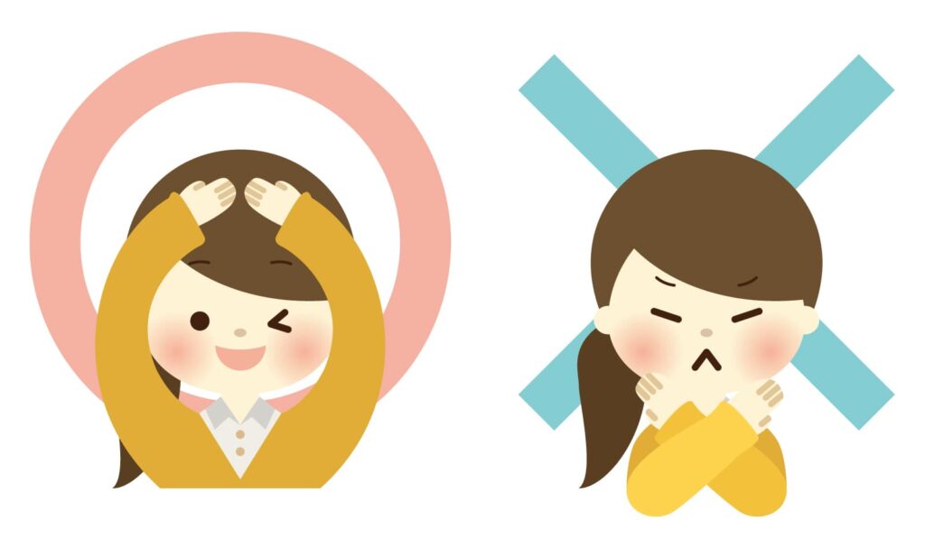 まるばつをする女性のイラスト