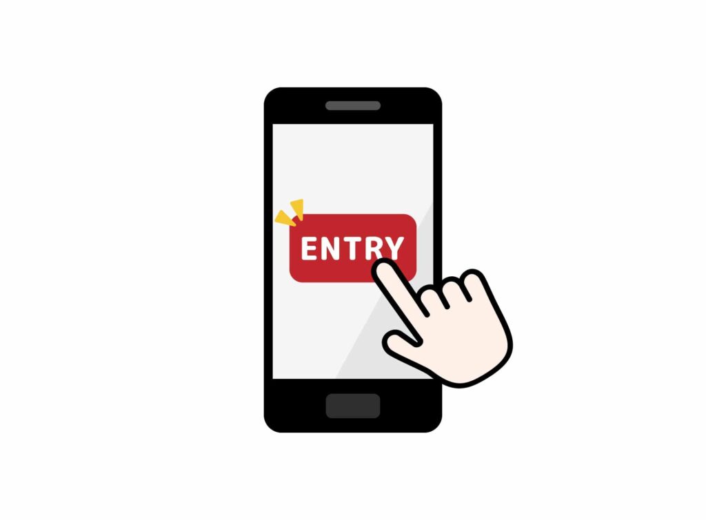 スマホでエントリーしているイラスト