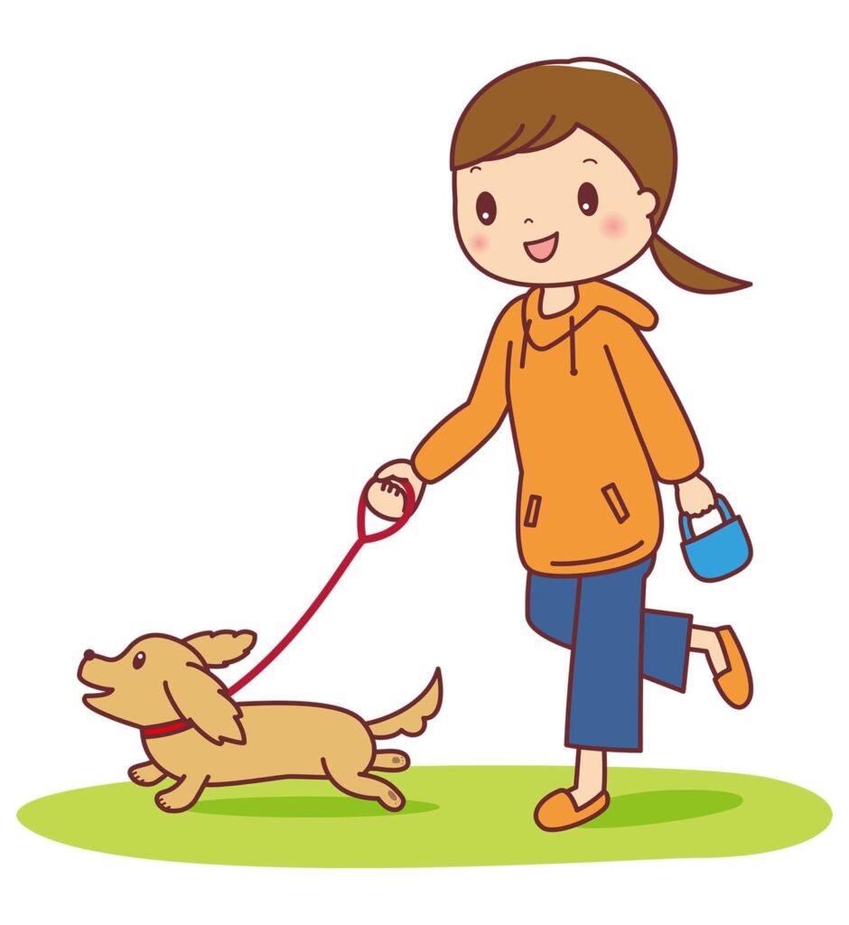 犬の散歩のイラスト