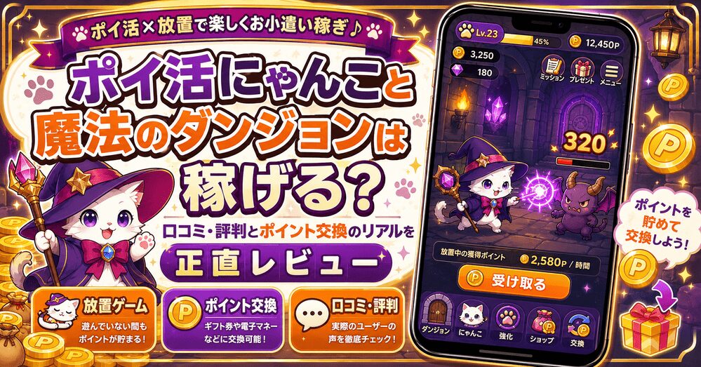 ポイ活にゃんこと魔法のダンジョンのアイキャッチ画像
