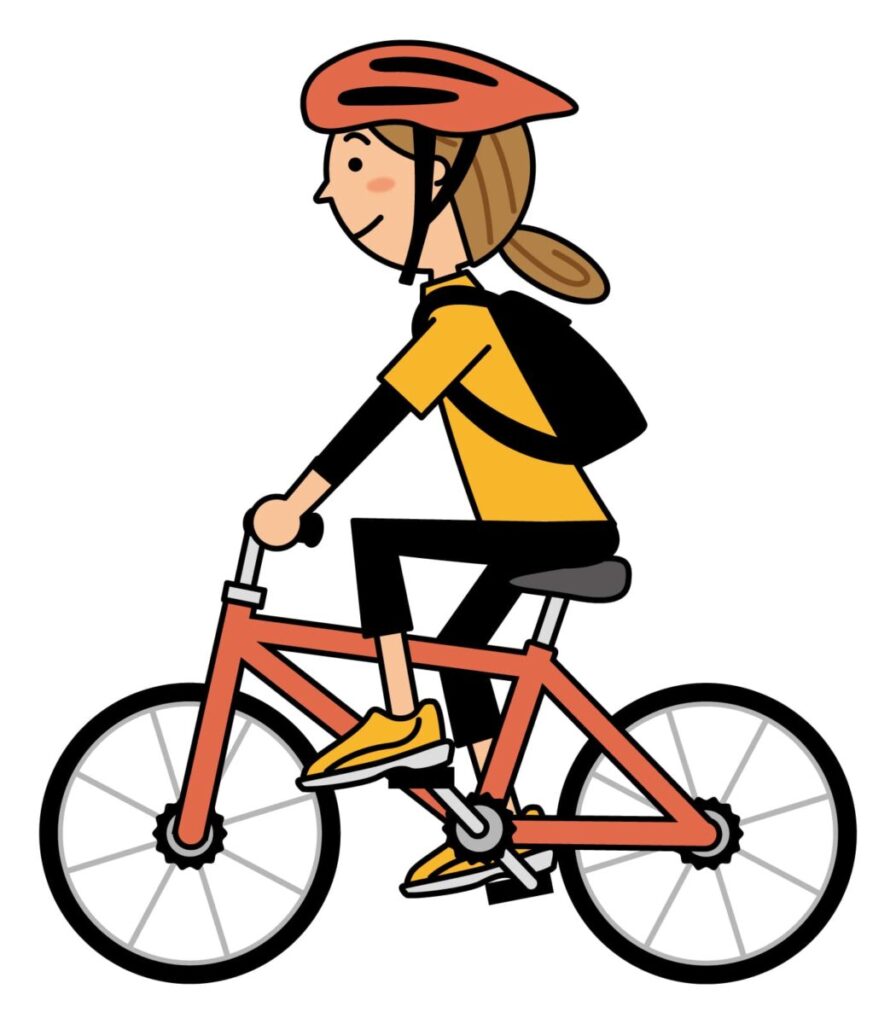 自転車にのる女性のイラスト