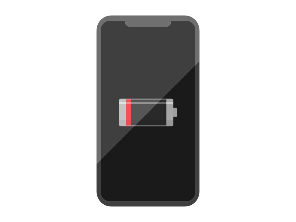 充電が残り少ないスマホのイラスト