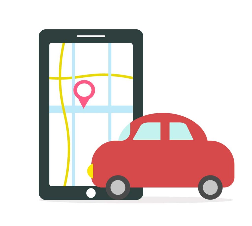 車と位置情報のイラスト