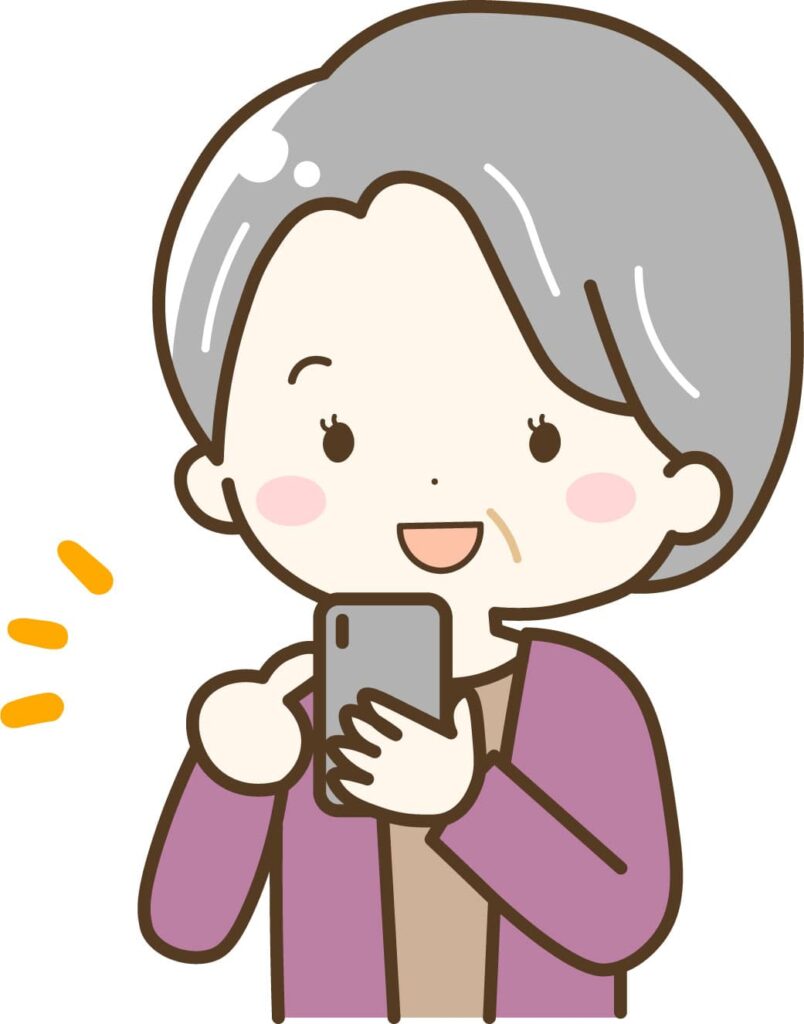 シニアがスマホを触っているイラスト