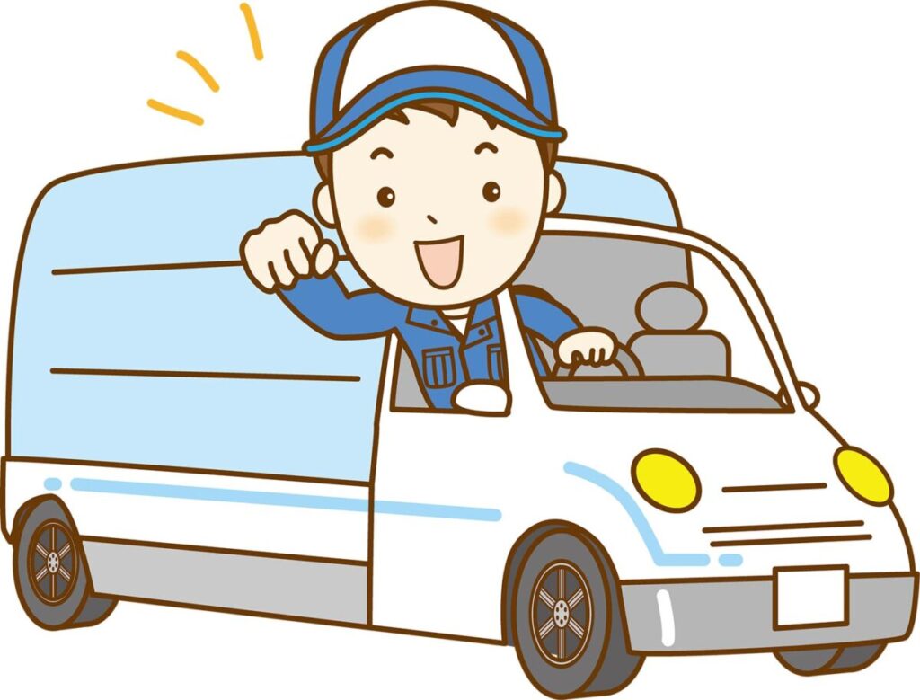 配送している車のイラスト