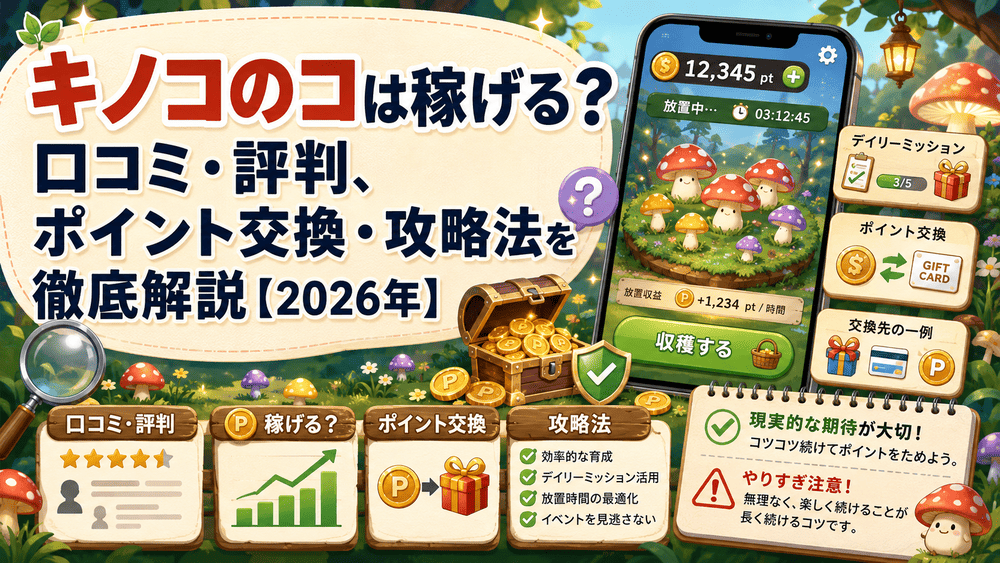 ポイ活さがそう！キノコのコのアイキャッチ画像