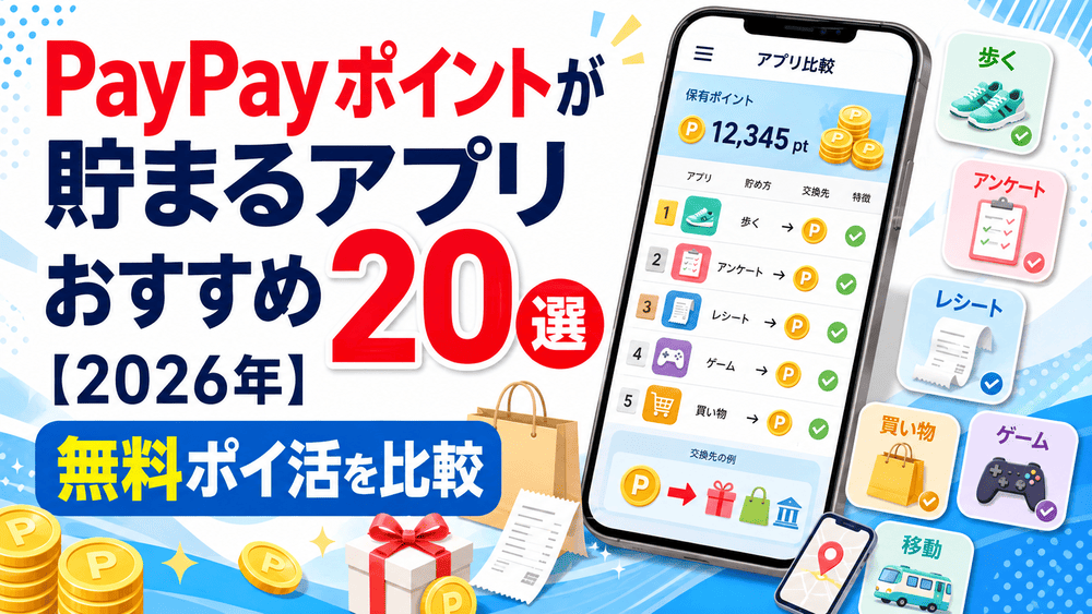 PayPayポイントが貯まるアプリおすすめ20選【2026年】無料ポイ活を比較のアイキャッチ画像