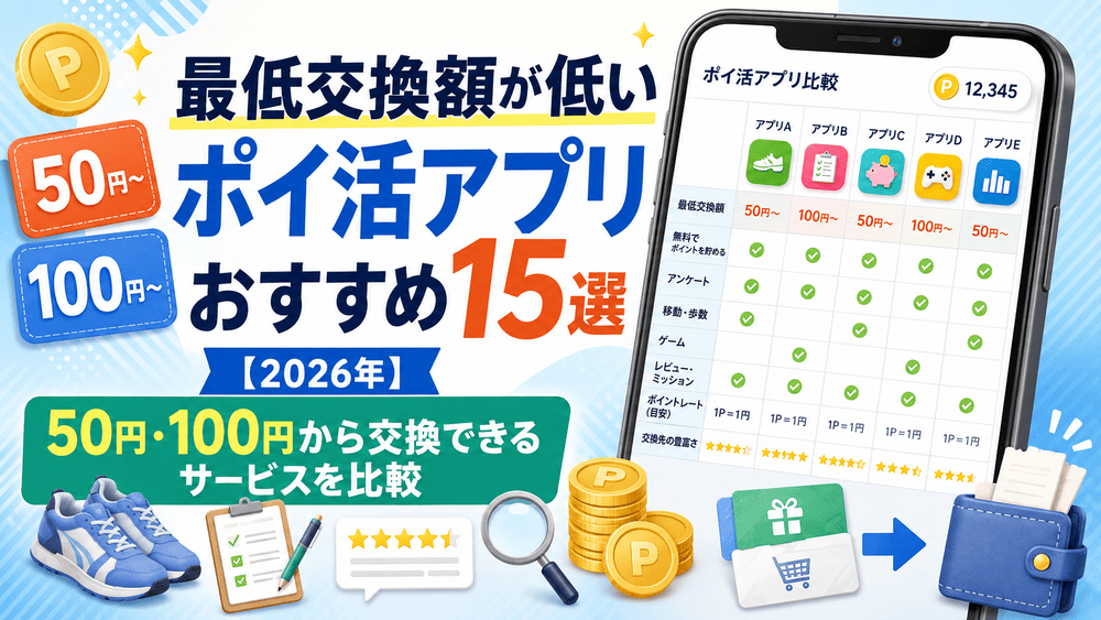 ポイ活アプリ最低額交換のアイキャッチ画像