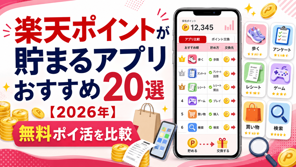 楽天ポイントが貯まるポイ活アプリのアイキャッチ画像