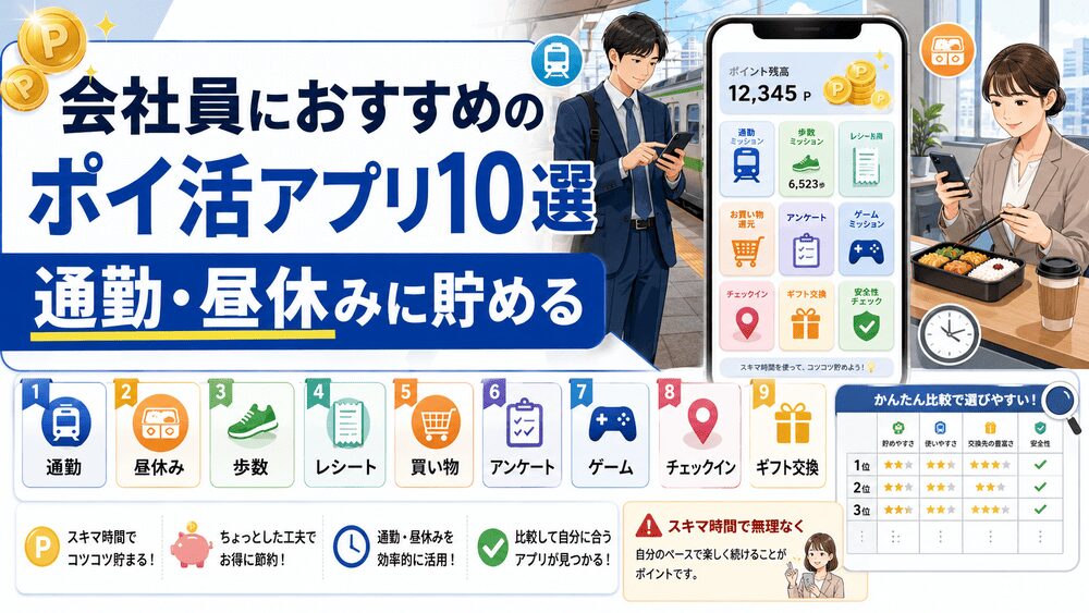 会社員におすすめのポイ活アプリのアイキャッチ画像